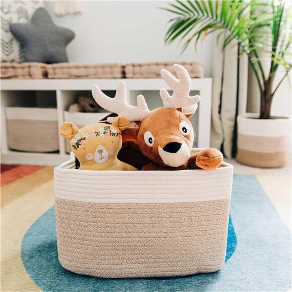 Set of 3 Rope Baskets for Organizing, Cotton Rope Basket, Shoe Basket Organizer - Picture 4 of 7